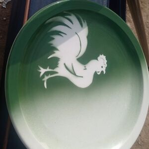 Stylish Green Rooster Serveware Plate